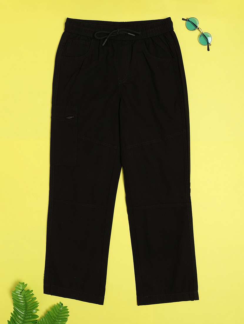 boys plain mid rise regular fit cargo