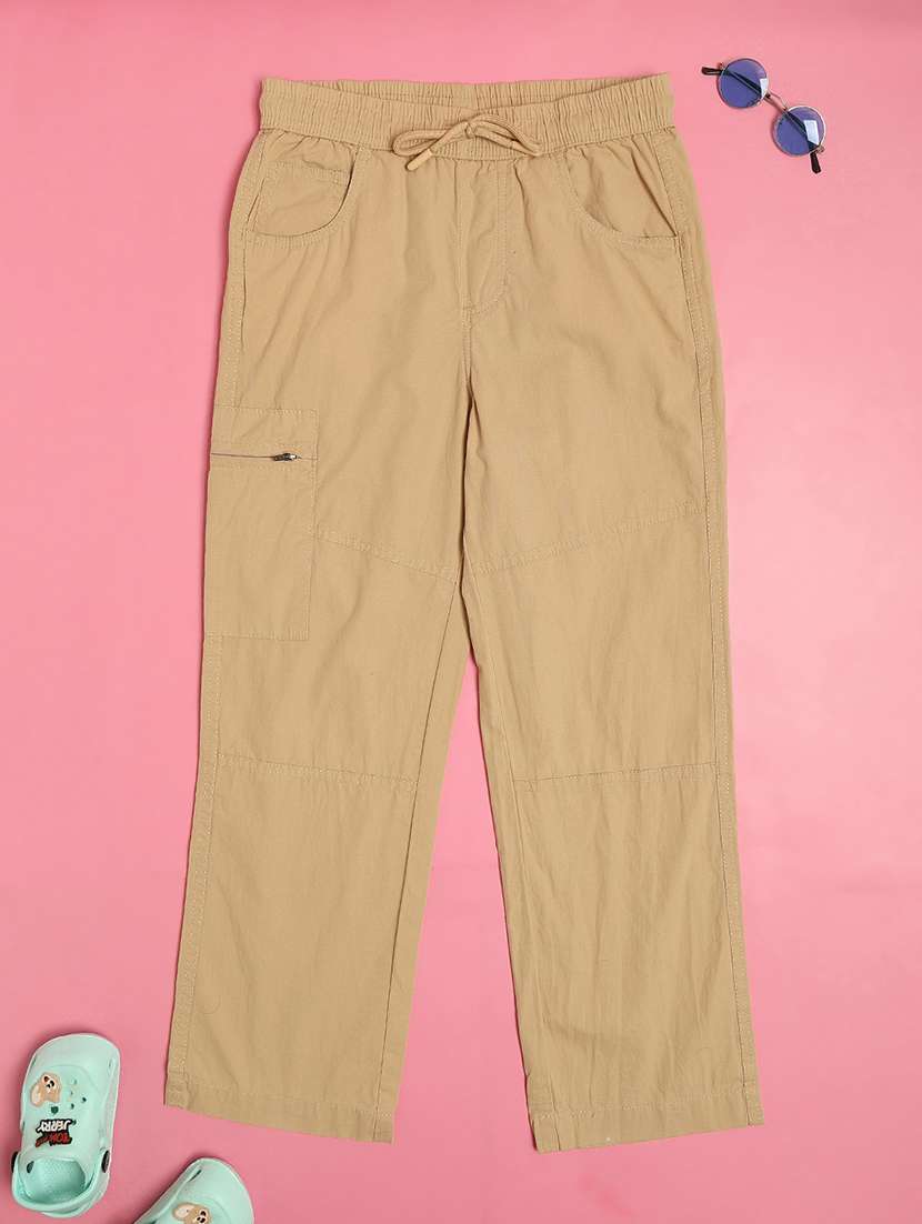 boys plain mid rise regular fit cargo