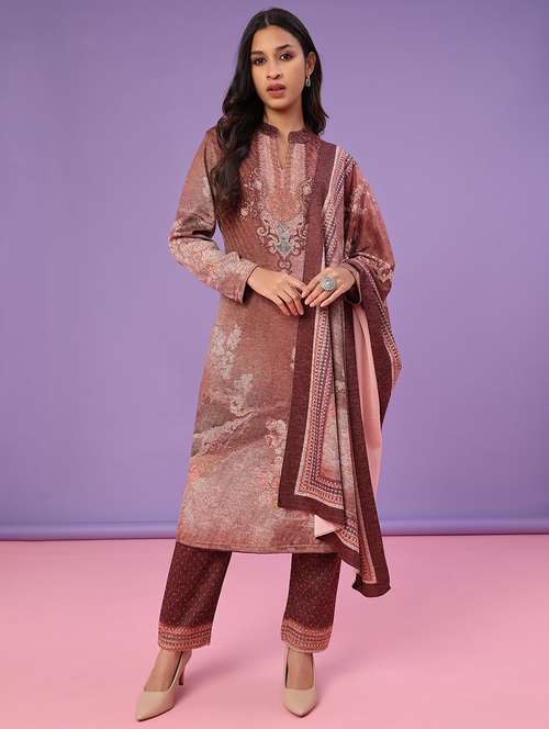 women self design long sleeve kurta pant with dupatta set - 22093058 -  Standard Image - 0