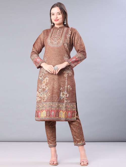 women self design long sleeve kurta pant with dupatta set - 22093063 -  Standard Image - 0