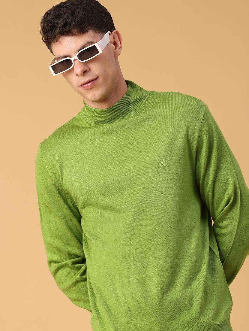men solid long sleeve regualr fit pullover