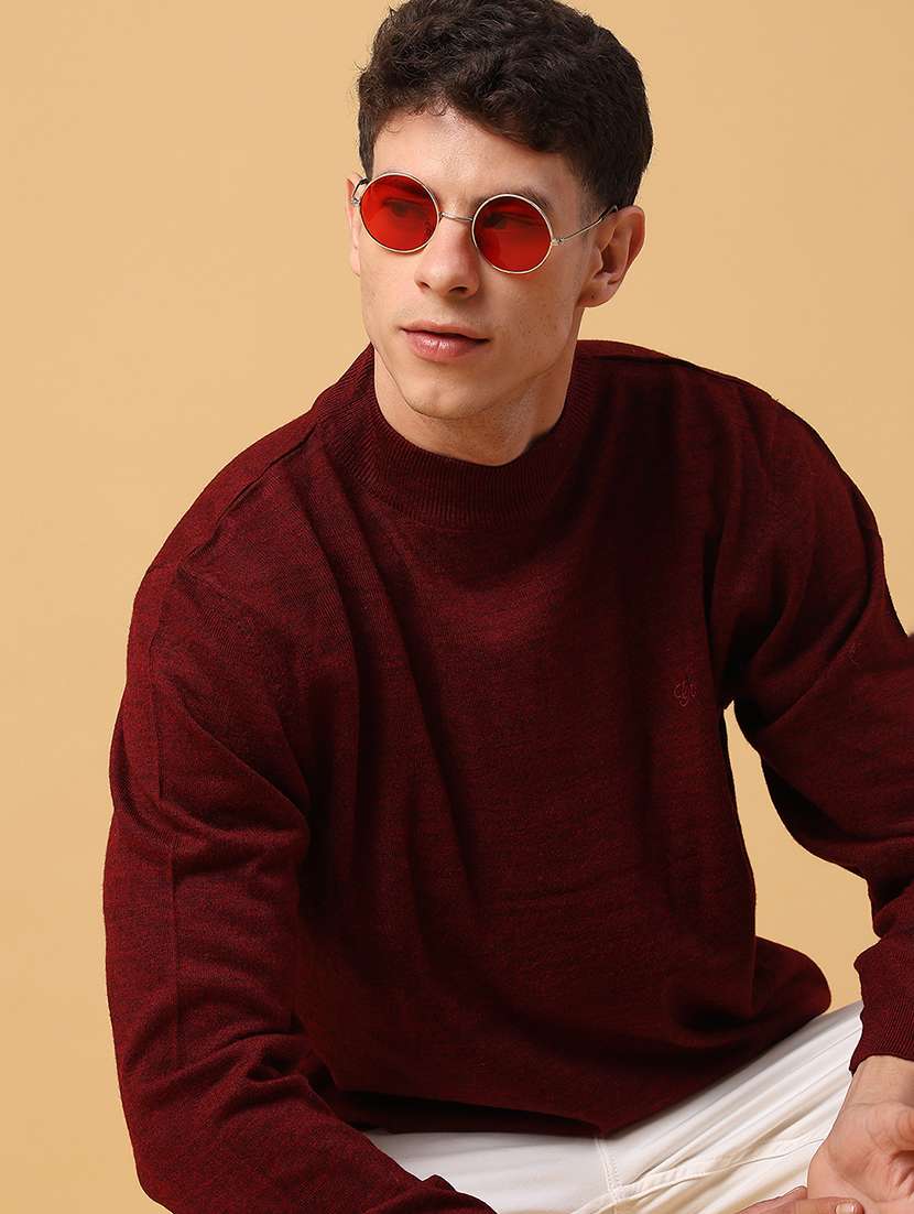 men solid long sleeve regualr fit pullover