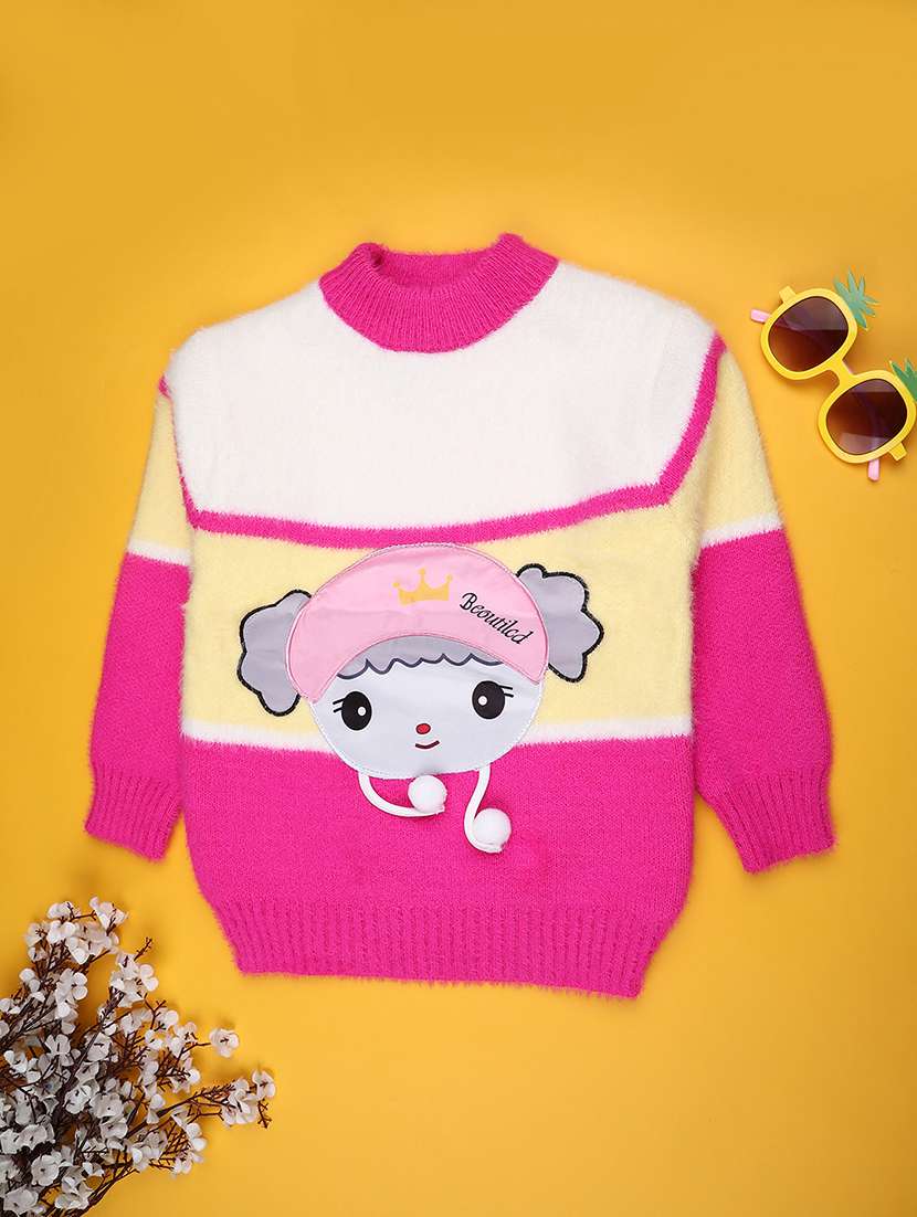 girls self designed long sleeve sweater