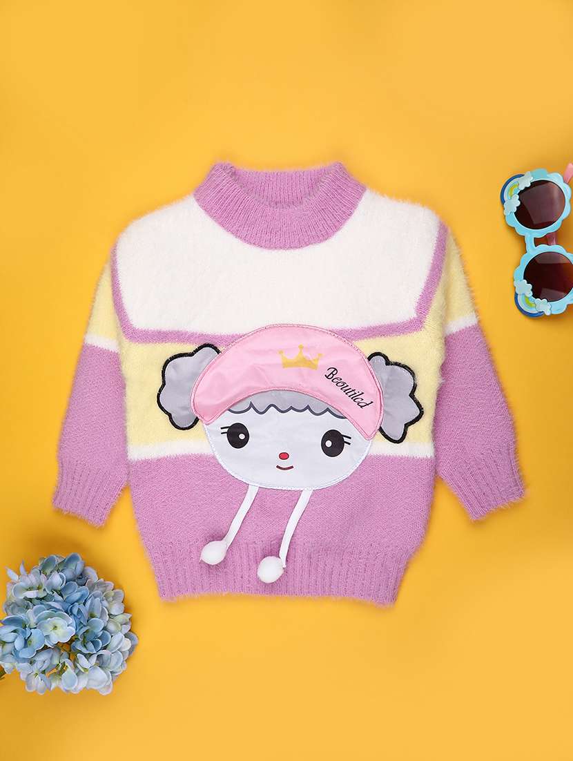 girls self designed long sleeve sweater