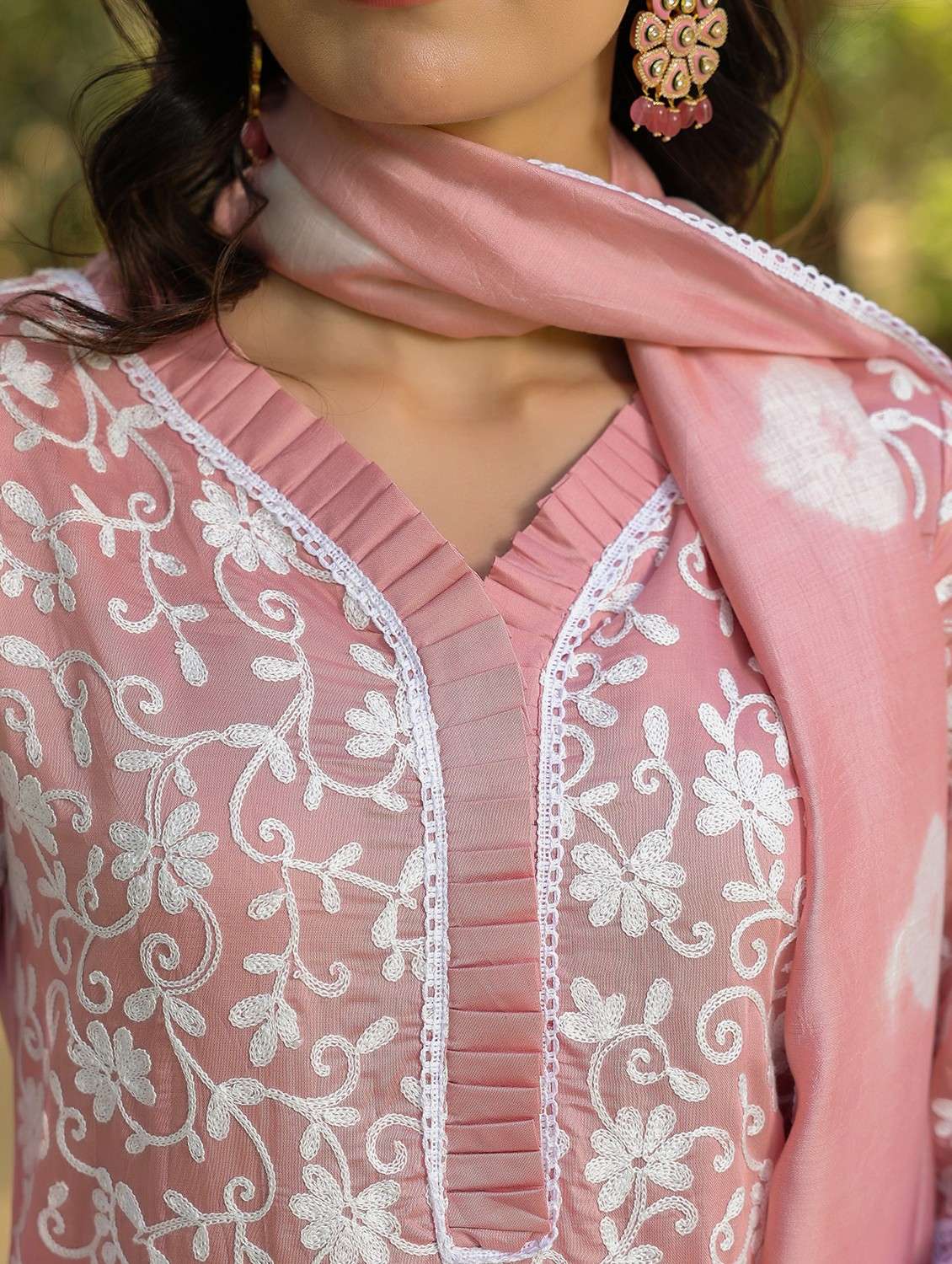 women embroidered three quarter sleeve kurta pant with dupatta set - 22093236 - Standard Image - 5