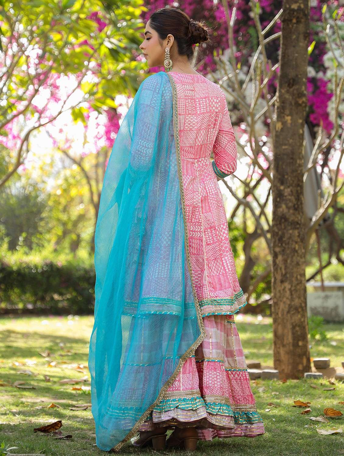 women embroidered three quarter sleeve kurta sharara with dupatta set - 22093240 - Standard Image - 3