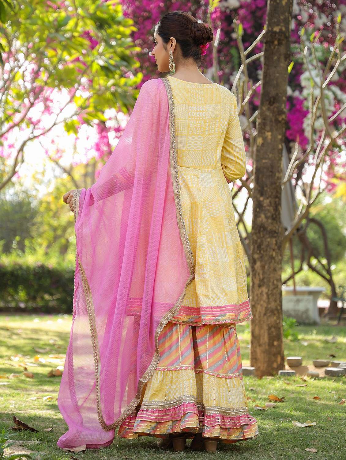 women embroidered three quarter sleeve kurta sharara with dupatta set - 22093241 - Standard Image - 3