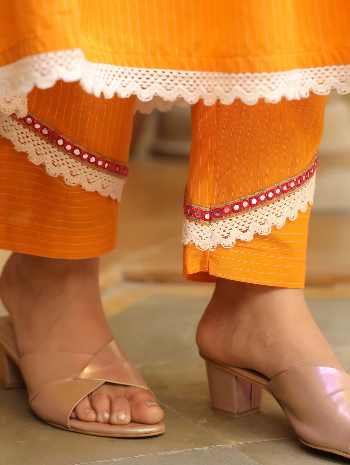 women embroidered three quarter sleeve kurta pant with dupatta set - 22093242 - Standard Image - 5