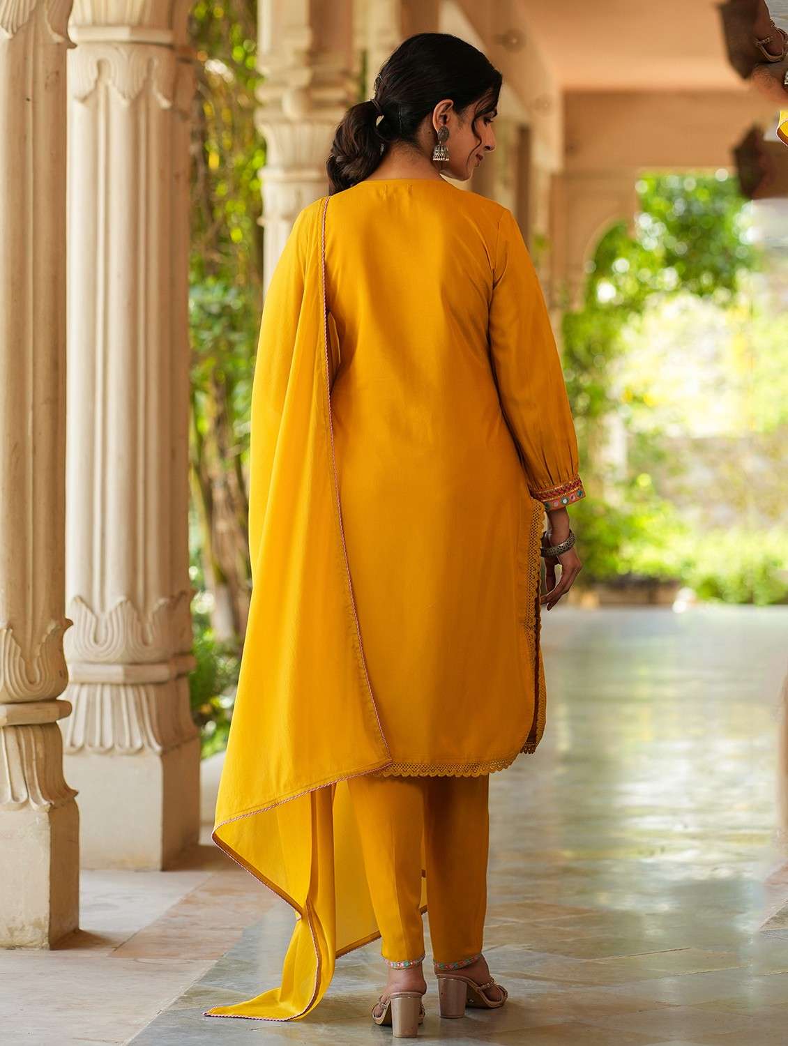 women embroidered long sleeve kurta pant with dupatta set - 22093251 - Standard Image - 3