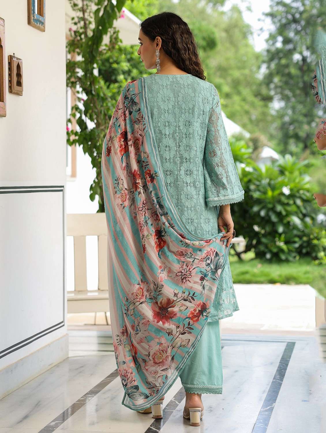 women embroidered long sleeve kurta pant with dupatta set - 22093254 - Standard Image - 3