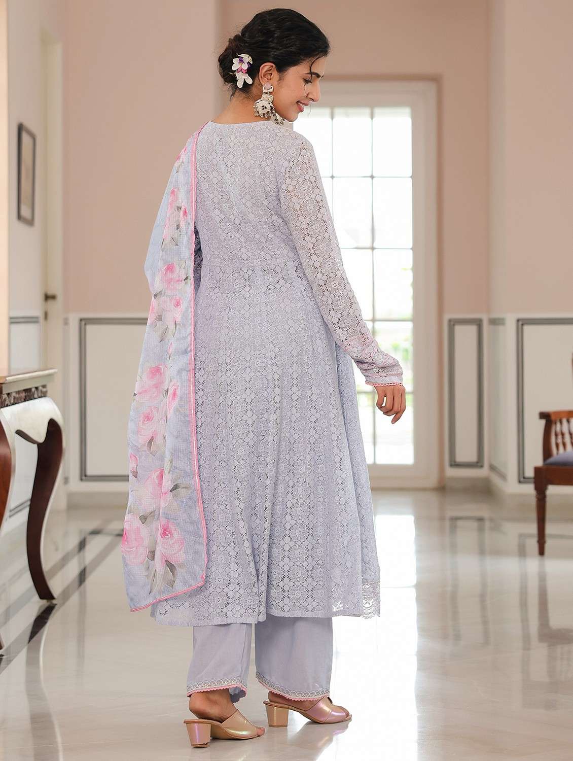women embroidered long sleeve kurta pant with dupatta set - 22093256 - Standard Image - 3