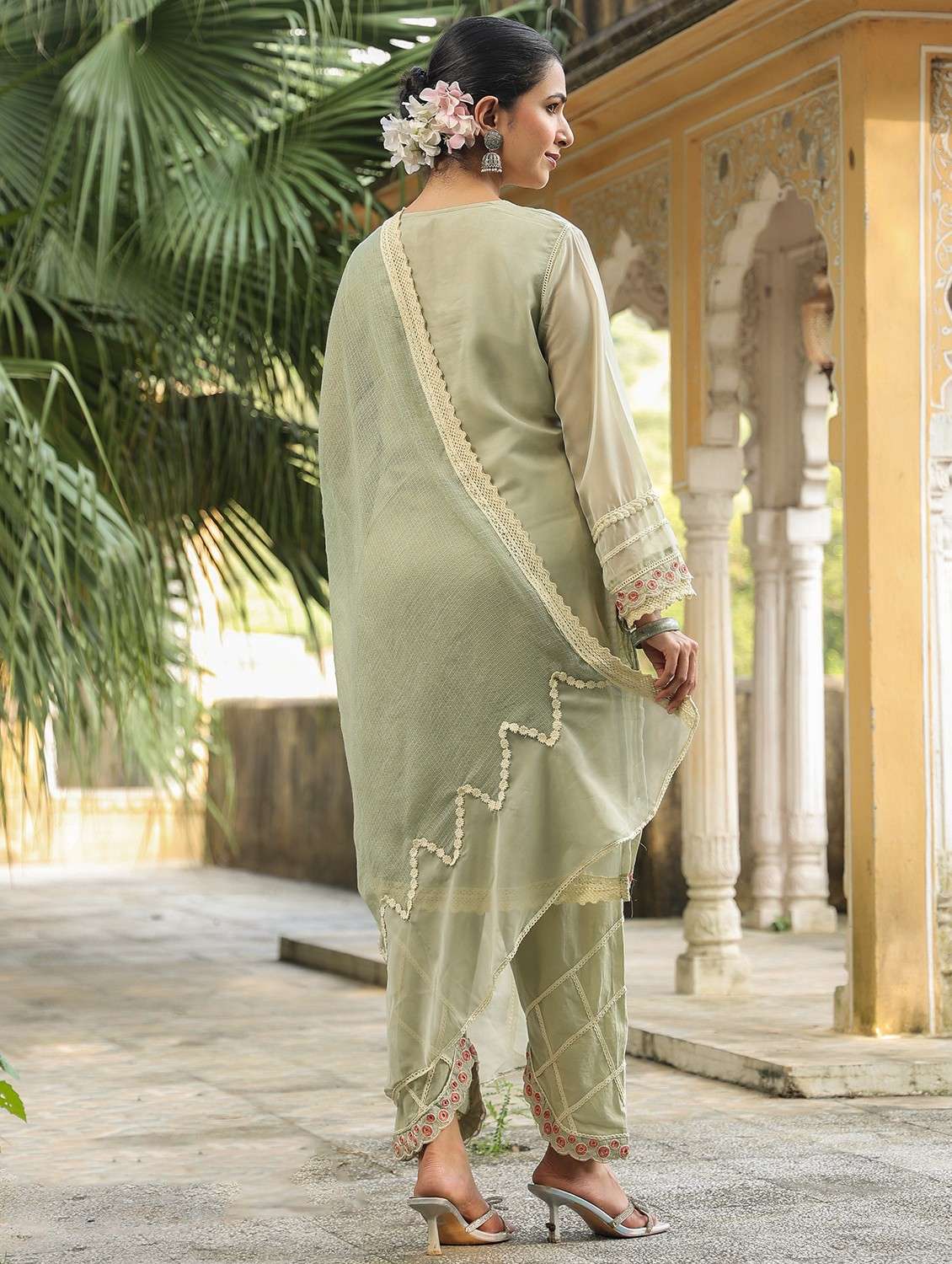 women embroidered long sleeve kurta pant with dupatta set - 22093258 - Standard Image - 3