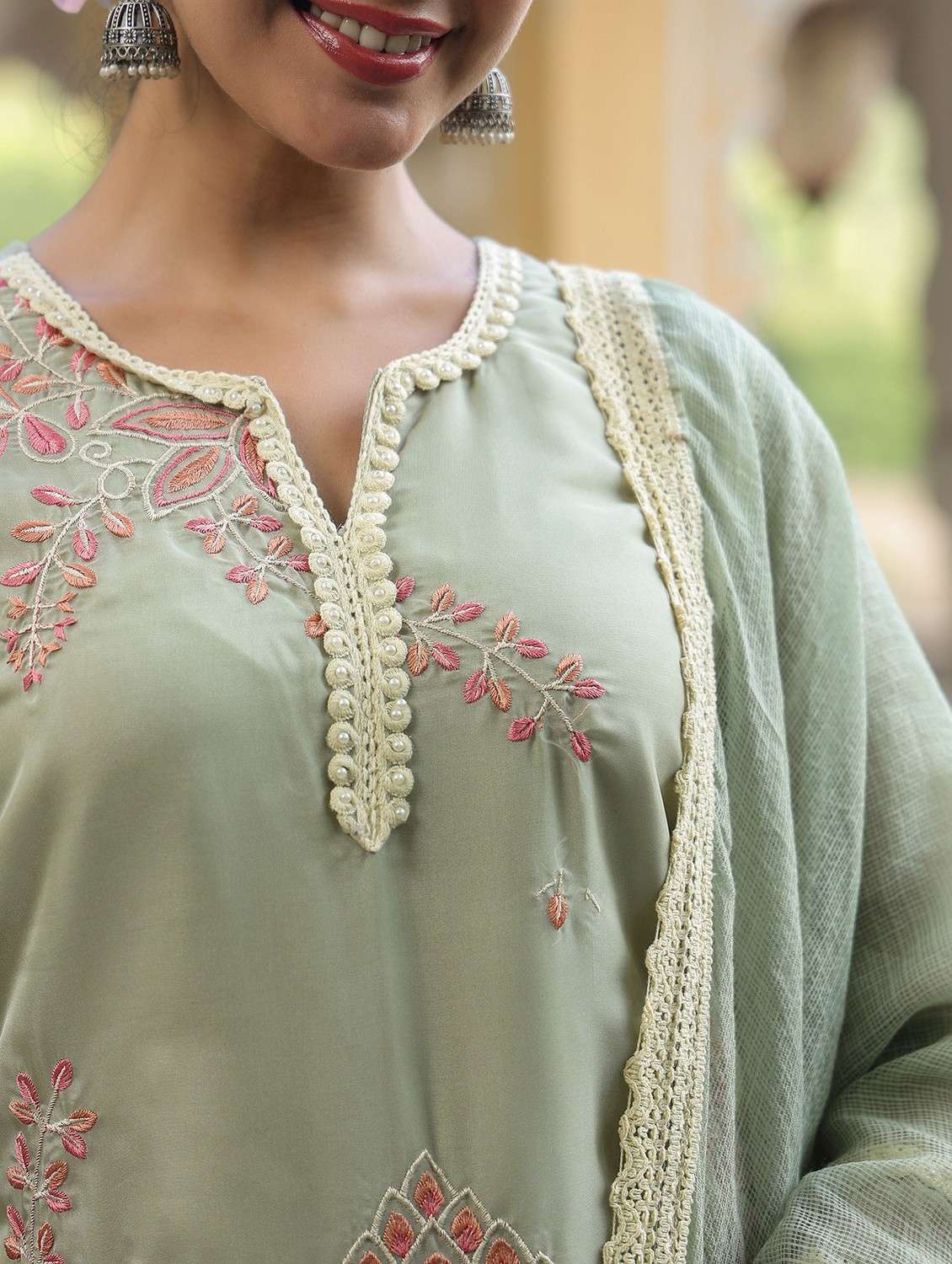 women embroidered long sleeve kurta pant with dupatta set - 22093258 - Standard Image - 5