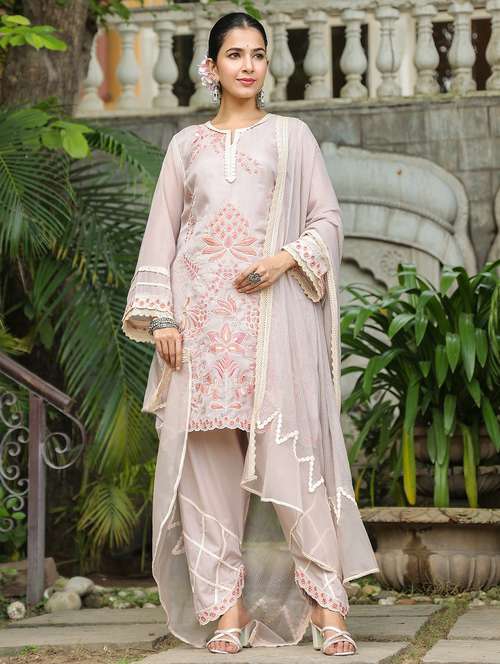 women embroidered long sleeve kurta pant with dupatta set - 22093259 -  Standard Image - 0