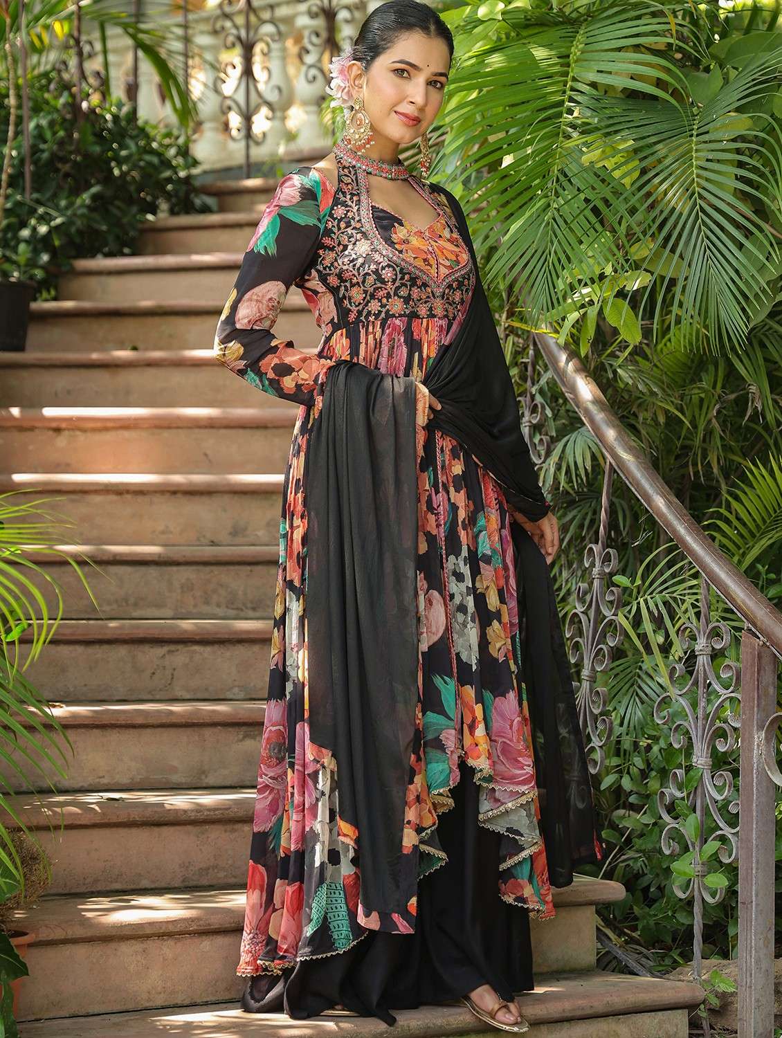women embroidered long sleeve kurta palazzo with dupatta set - 22093260 - Standard Image - 3