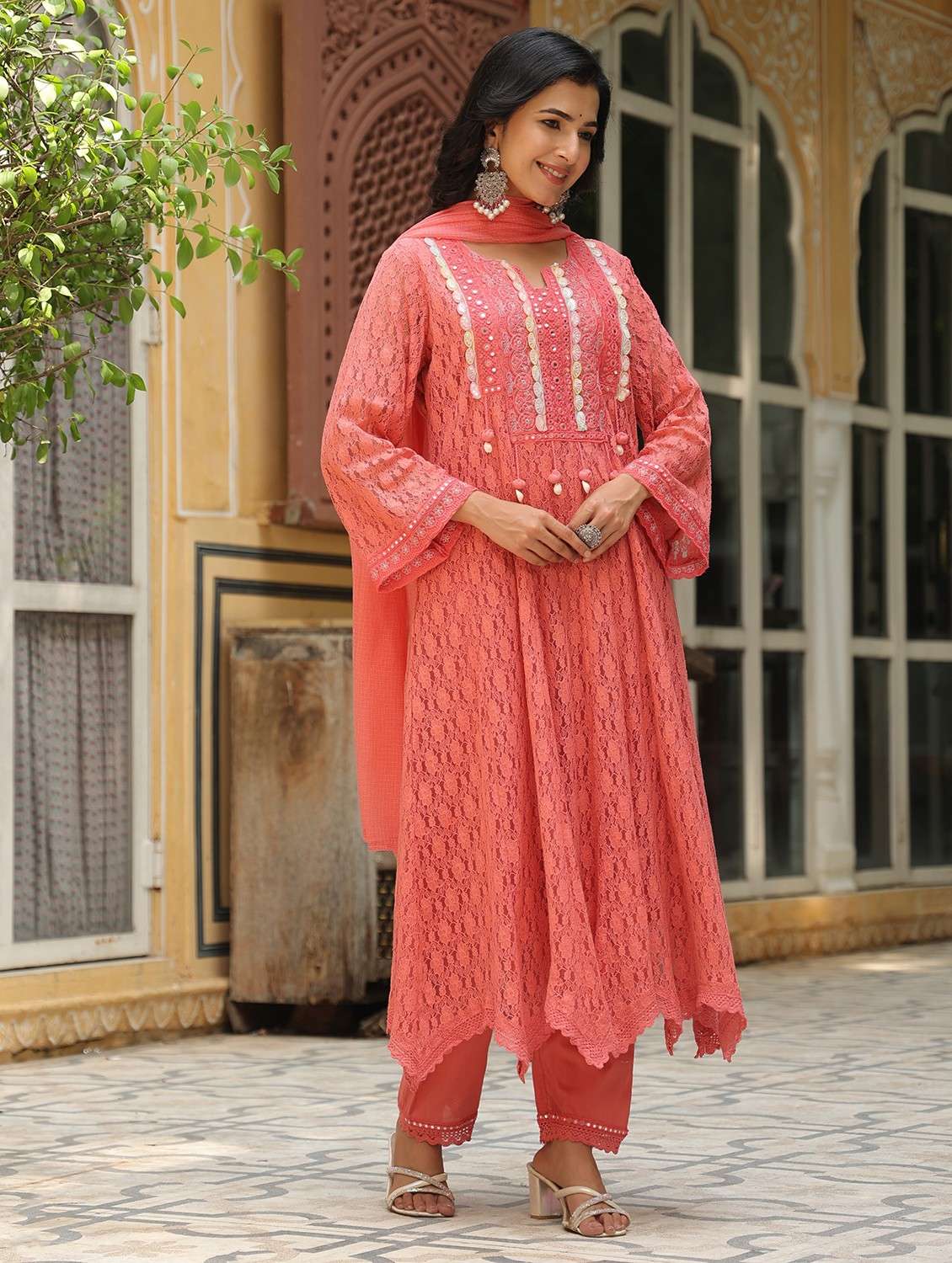 women embroidered long sleeve kurta pant with dupatta set - 22093262 - Standard Image - 3