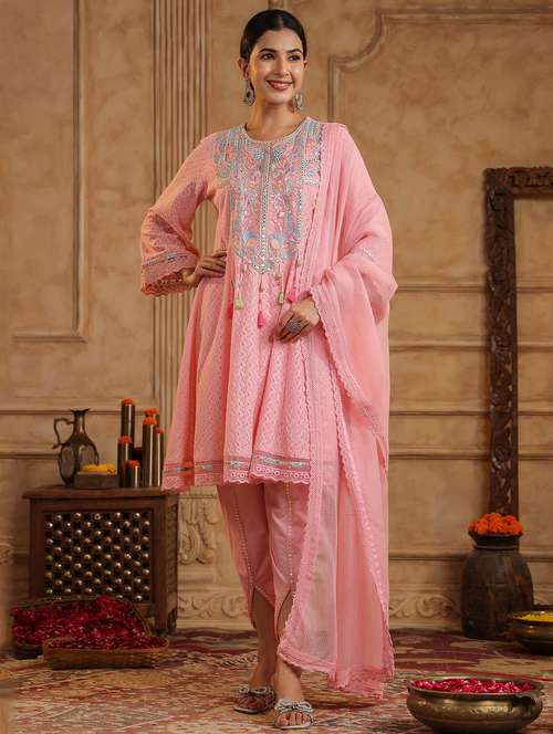 women embroidered long sleeve kurta pant with dupatta set - 22093264 -  Standard Image - 0