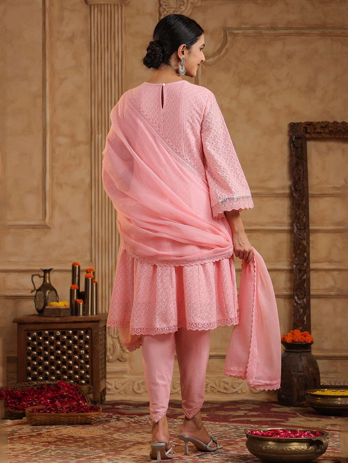 women embroidered long sleeve kurta pant with dupatta set - 22093264 - Standard Image - 3