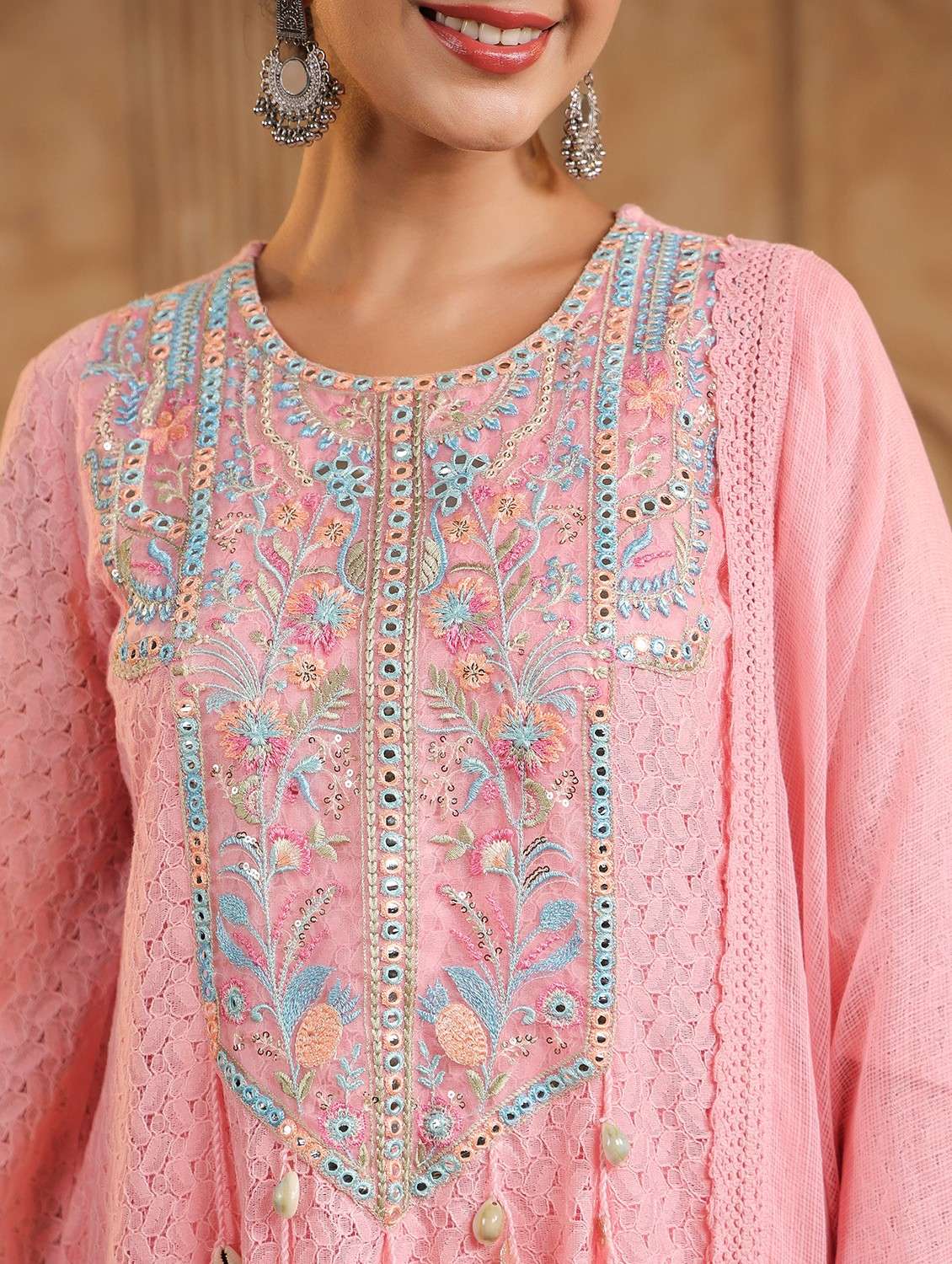 women embroidered long sleeve kurta pant with dupatta set - 22093264 - Standard Image - 5