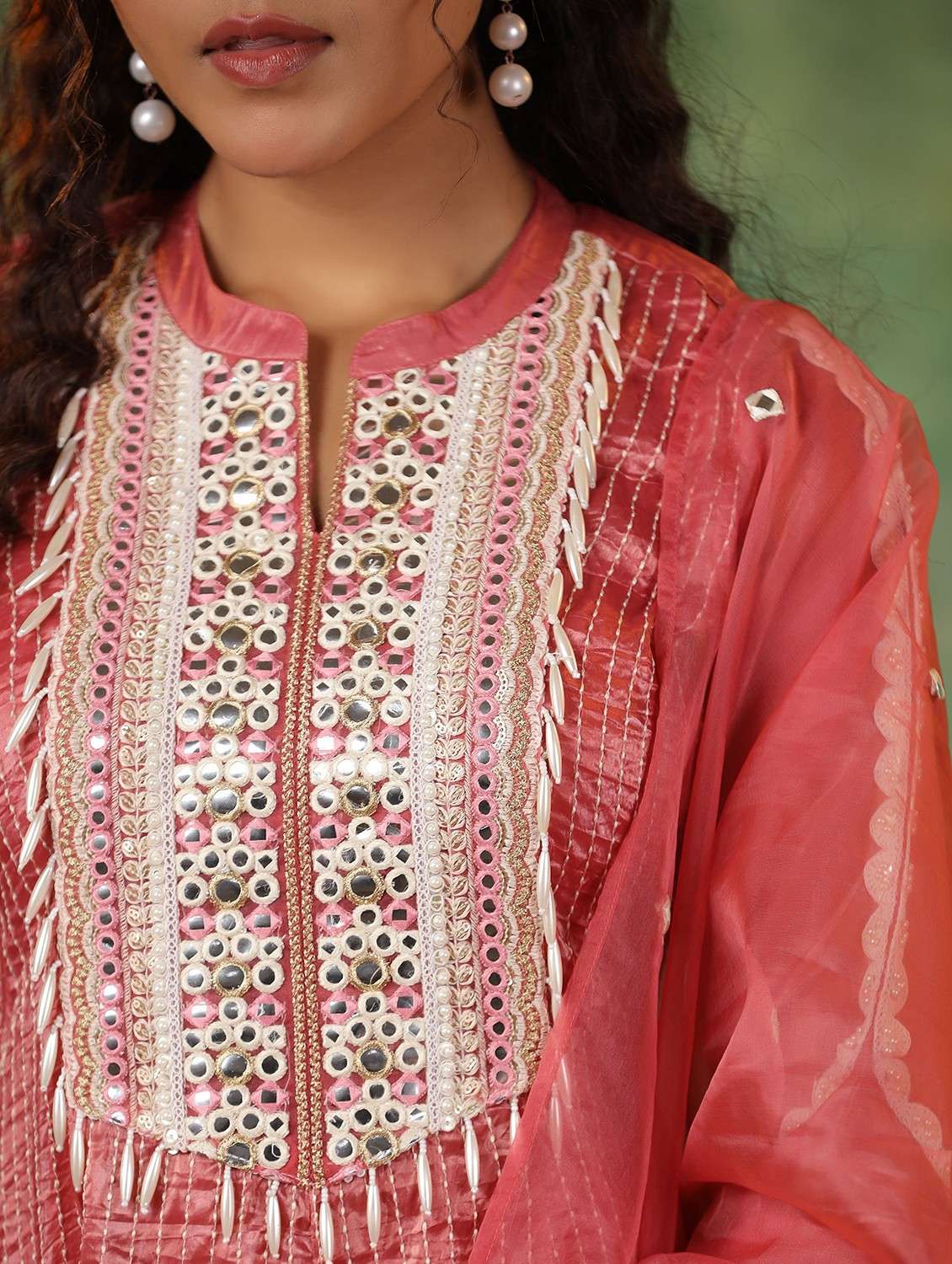 women embroidered three quarter sleeve kurta pant with dupatta set - 22093268 - Standard Image - 5
