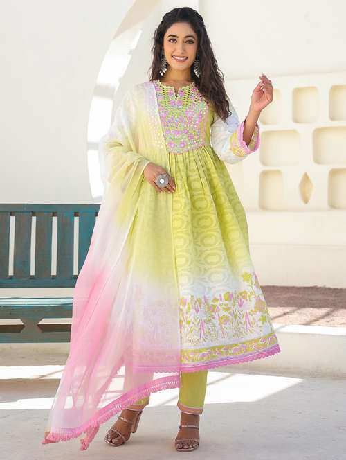 women embroidered long sleeve kurta pant with dupatta set - 22093271 - Standard Image - 0