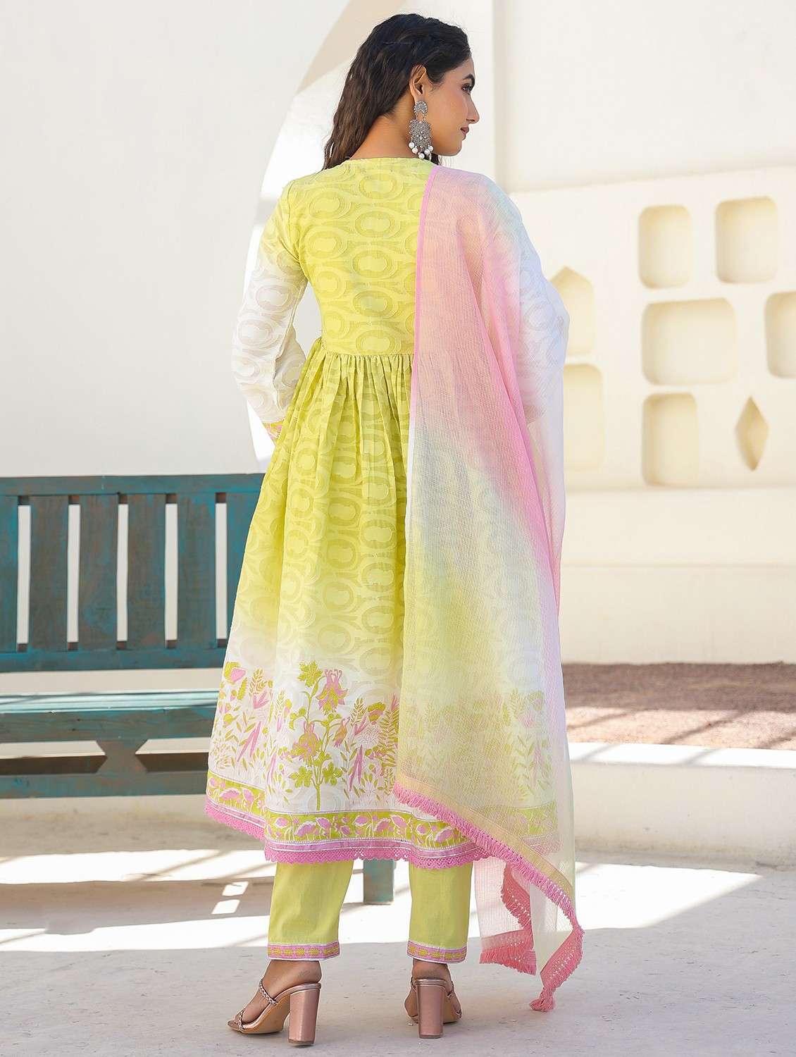 women embroidered long sleeve kurta pant with dupatta set - 22093271 - Standard Image - 3