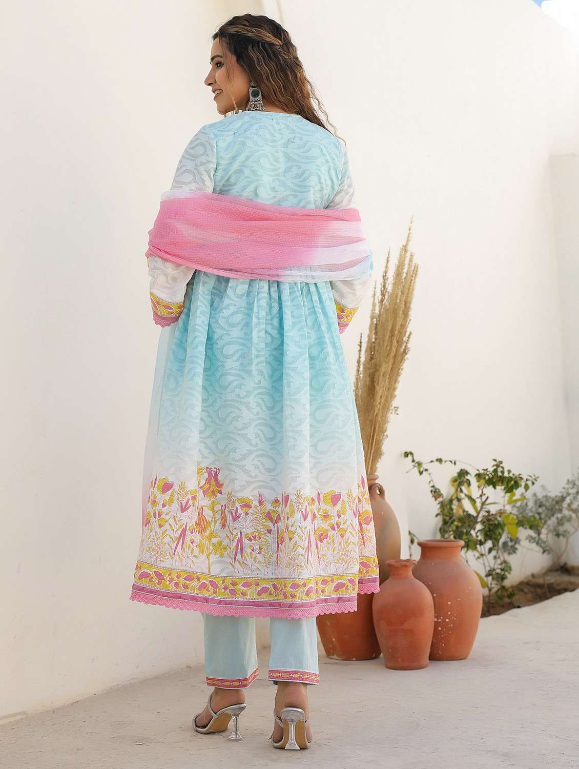 women embroidered long sleeve kurta pant with dupatta set - 22093273 - Standard Image - 3