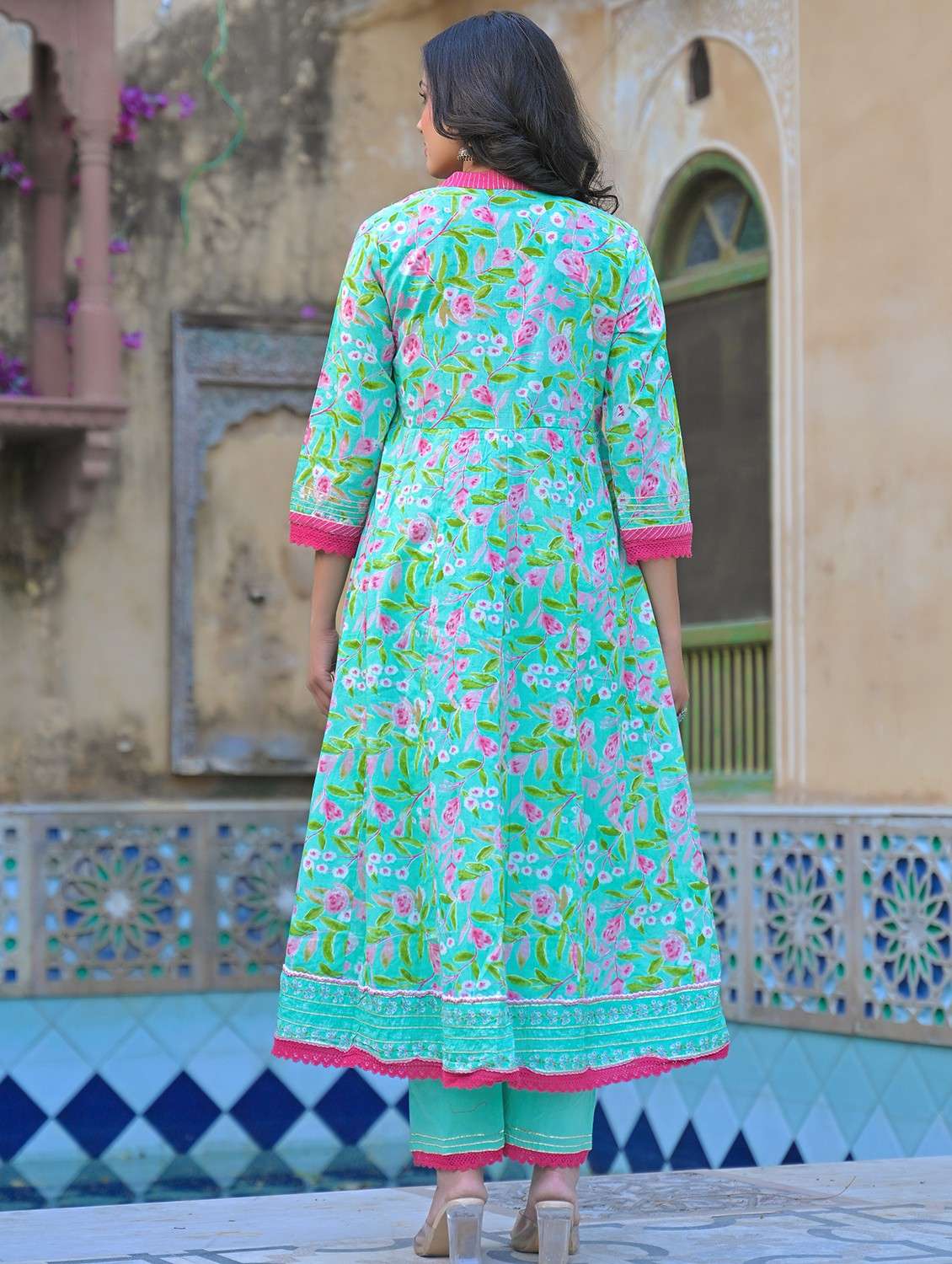 women embroidered three quarter sleeve kurta pant with dupatta set - 22093275 - Standard Image - 3