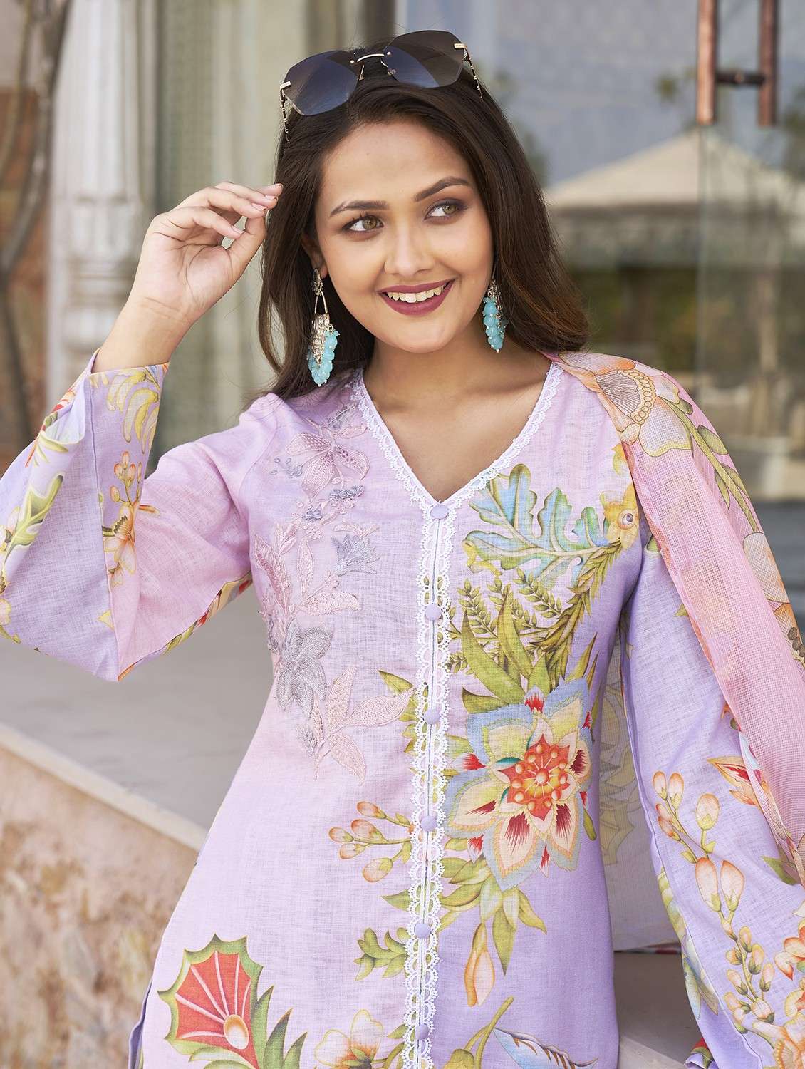 women embroidered long sleeve kurta pant with dupatta set - 22093276 -  Standard Image - 5