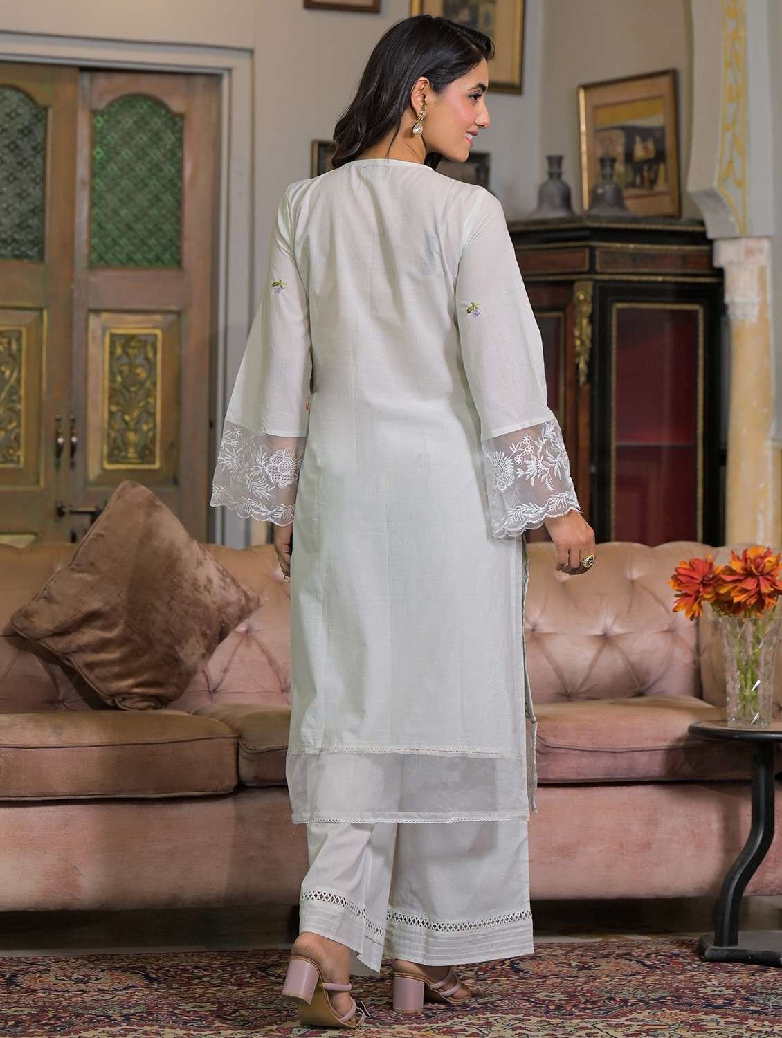 women embroidered long sleeve kurta pant with dupatta set - 22093294 - Standard Image - 3