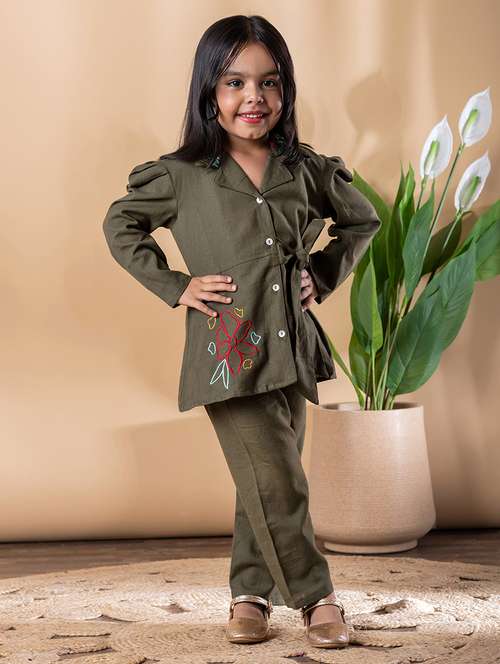 girls embroidered top & trouser co-ord set - 22093304 - Standard Image - 0
