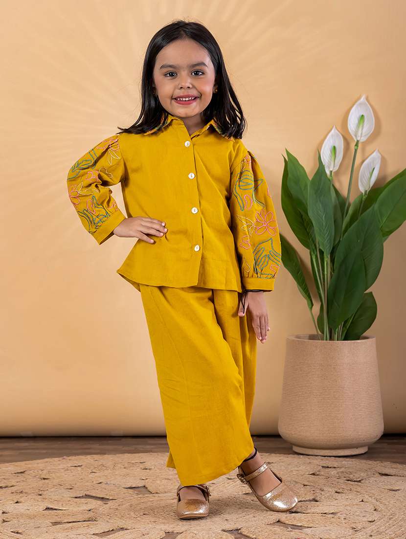 girls embroidered top & palazzo co-ord set