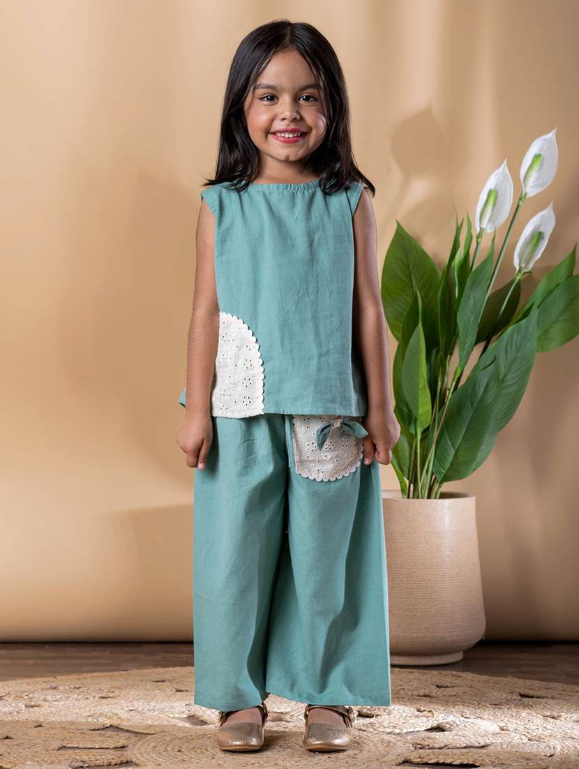 girls self designed top & palazzo co-ord set