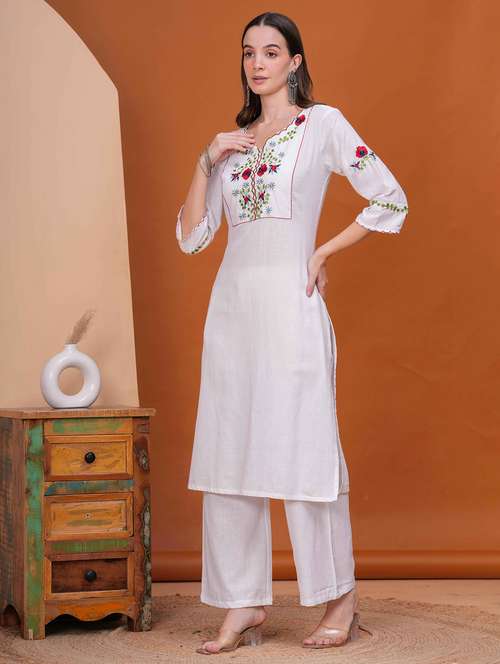 women embroidered kurta and palazzo set - 22093312 - Standard Image - 0