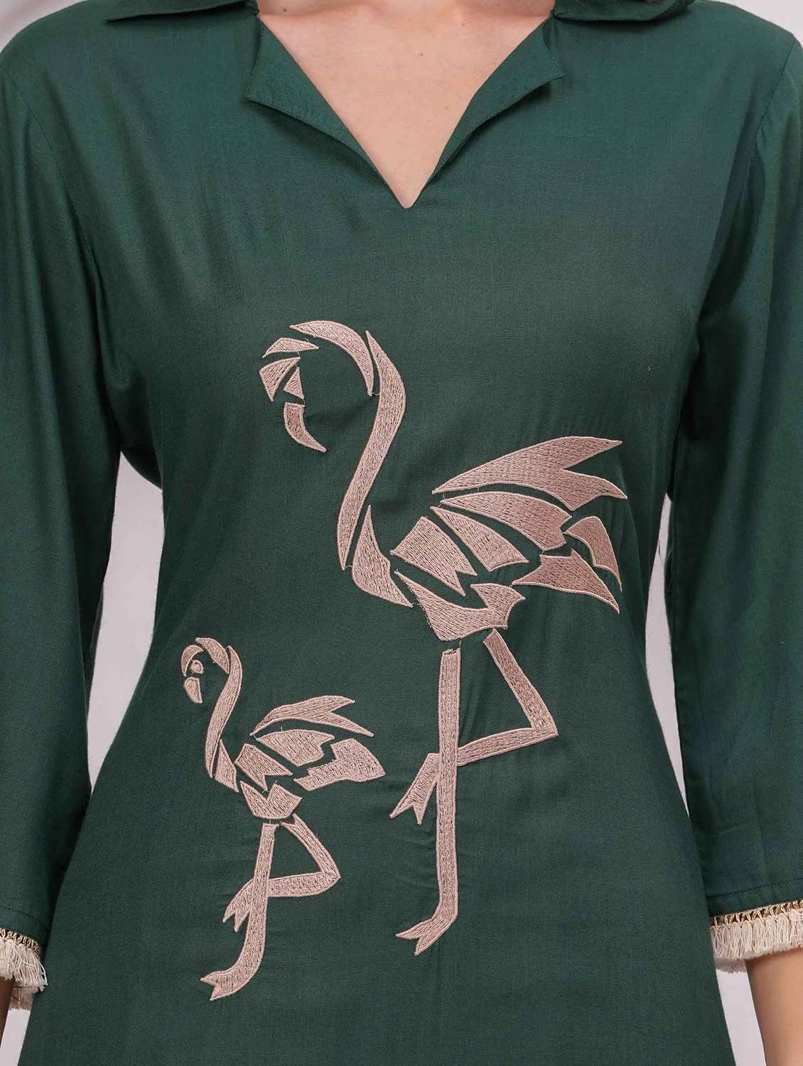 women embroidered bell sleeve kurta and palazzo set - 22093313 - Standard Image - 5