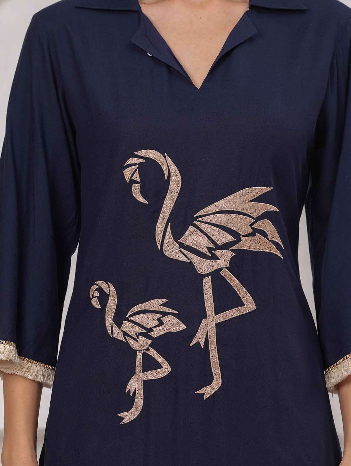 women embroidered bell sleeve kurta and palazzo set - 22093314 - Standard Image - 5