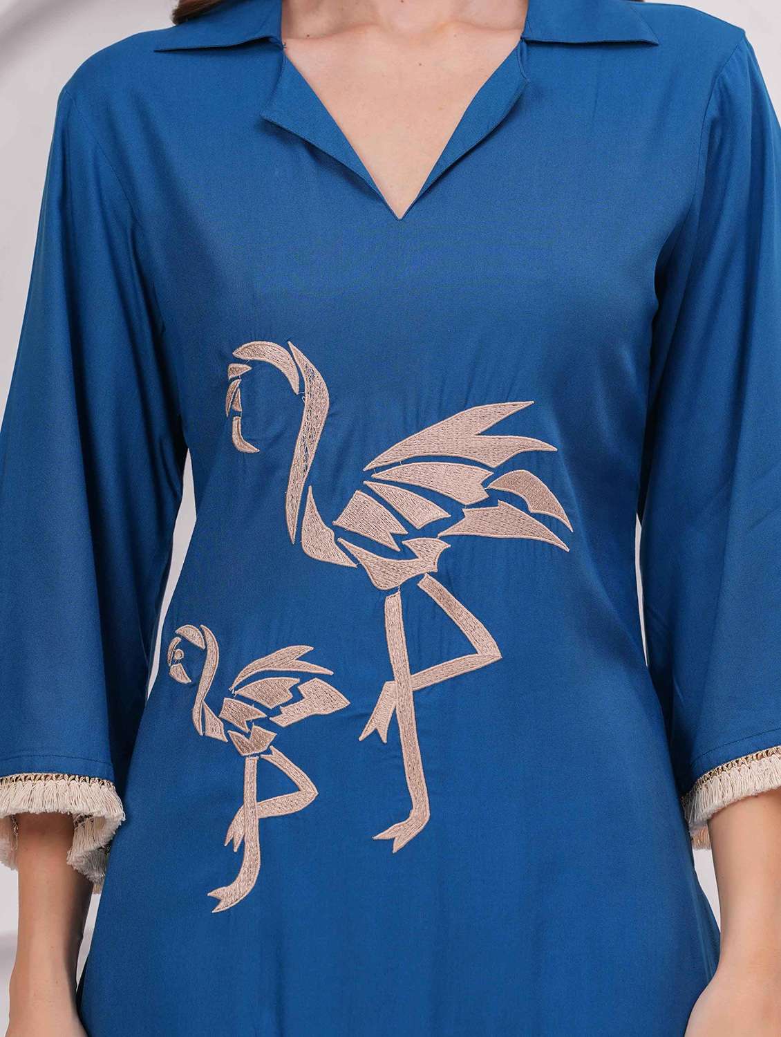 women embroidered bell sleeve kurta and palazzo set - 22093315 - Standard Image - 5