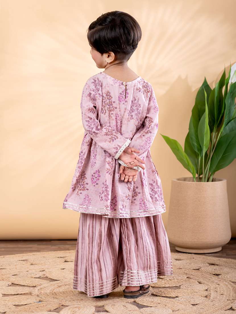 girls printed long sleeve kurta and sahara set  - 22093322 -  Standard Image - 3