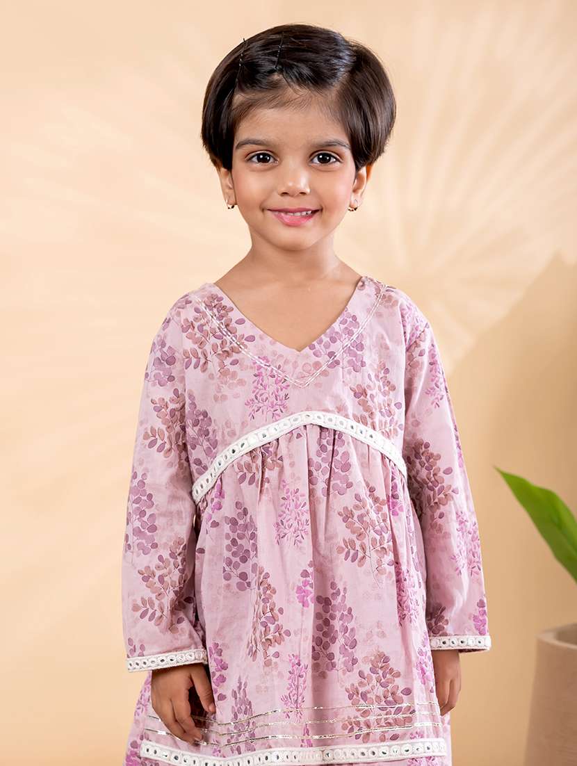 girls printed long sleeve kurta and sahara set  - 22093322 -  Standard Image - 5