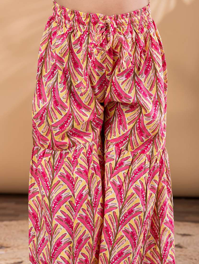 girls floral print long sleeve kurta and sharara set - 22093324 -  Standard Image - 5