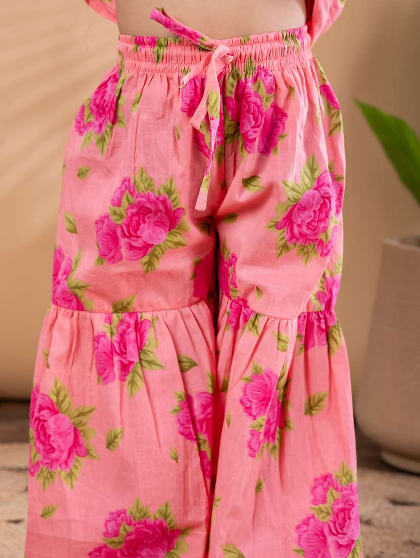 girls printed long sleeve kurta and sharara set  - 22093325 -  Standard Image - 5