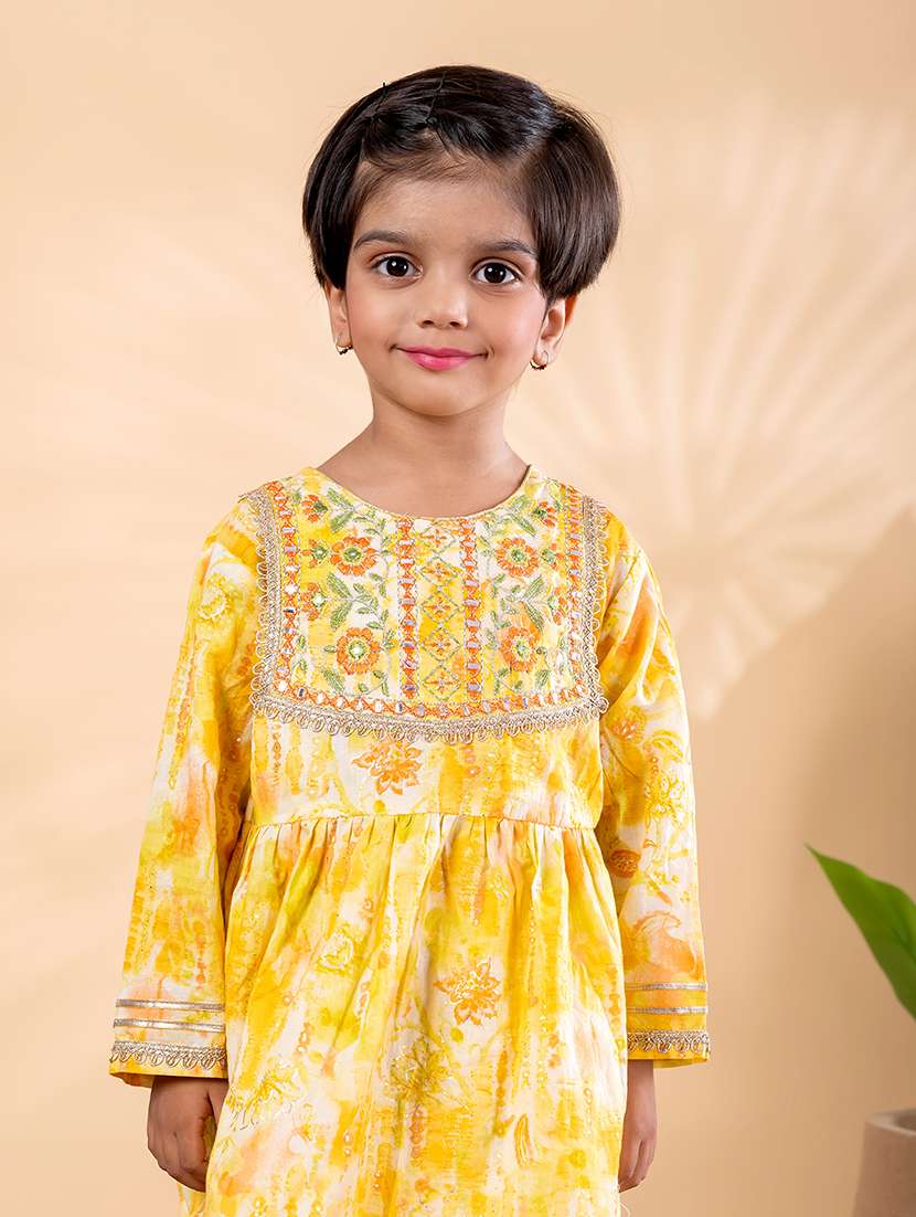 girls printed long sleeve kurta and dhoti set  - 22093330 -  Standard Image - 5