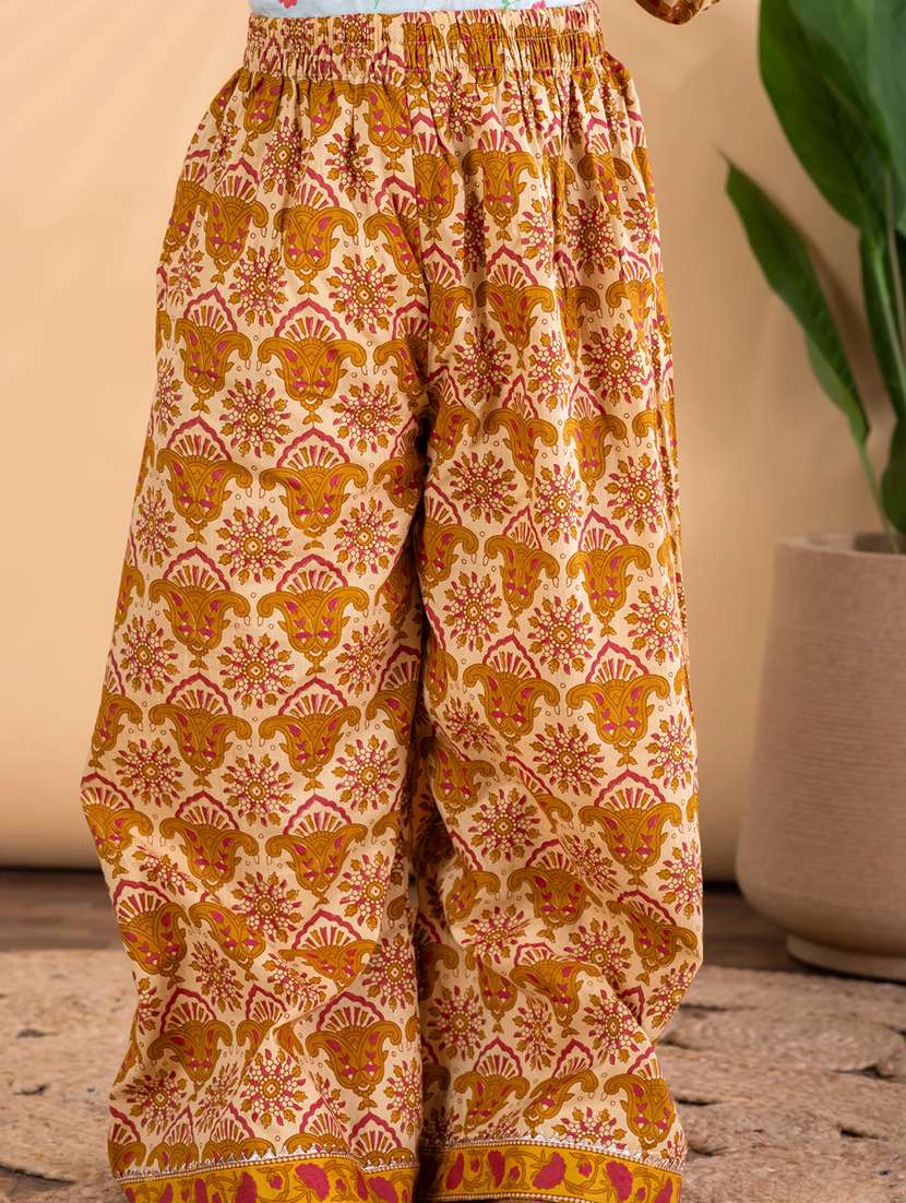 girls printed long sleeve kurta and palazzo set  - 22093332 -  Standard Image - 5