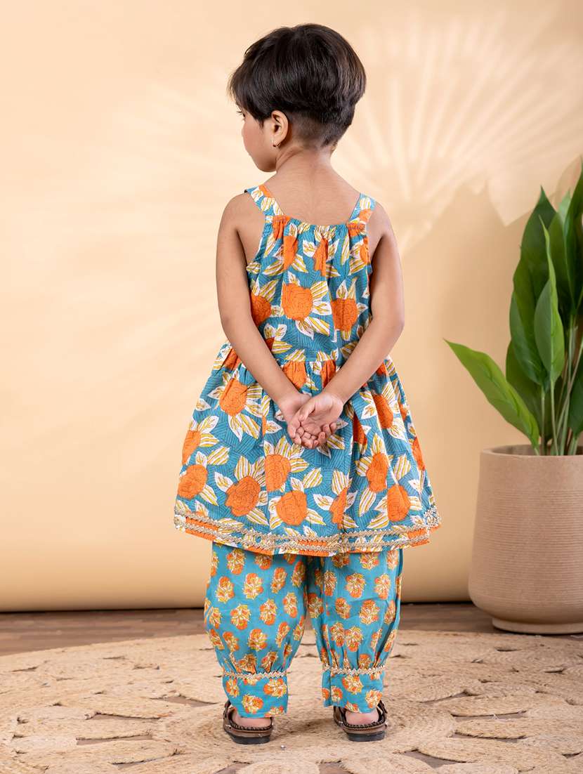 girls floral print shoulder strap kurta and salwar set - 22093333 -  Standard Image - 3