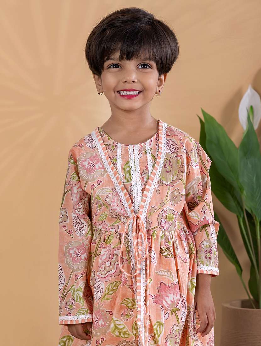 girls printed long sleeve kurta and salwar set  - 22093334 -  Standard Image - 5