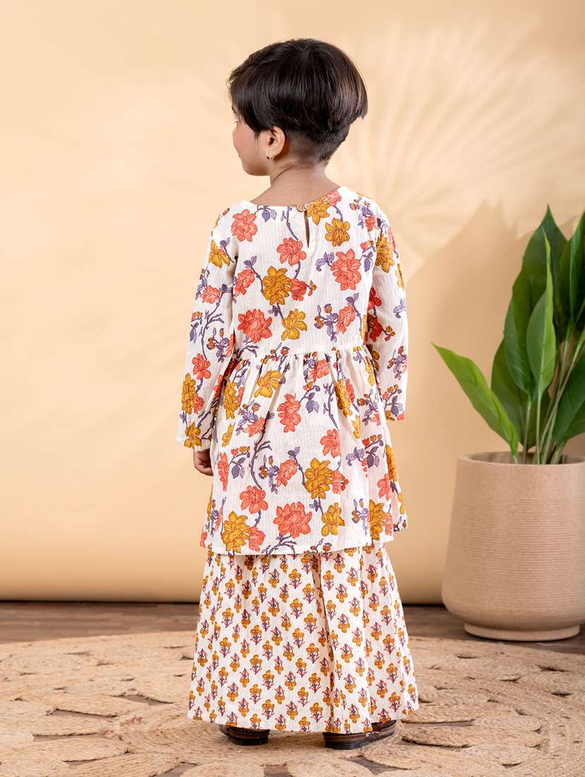 girls printed long sleeve kurta and sharara set  - 22093336 -  Standard Image - 3