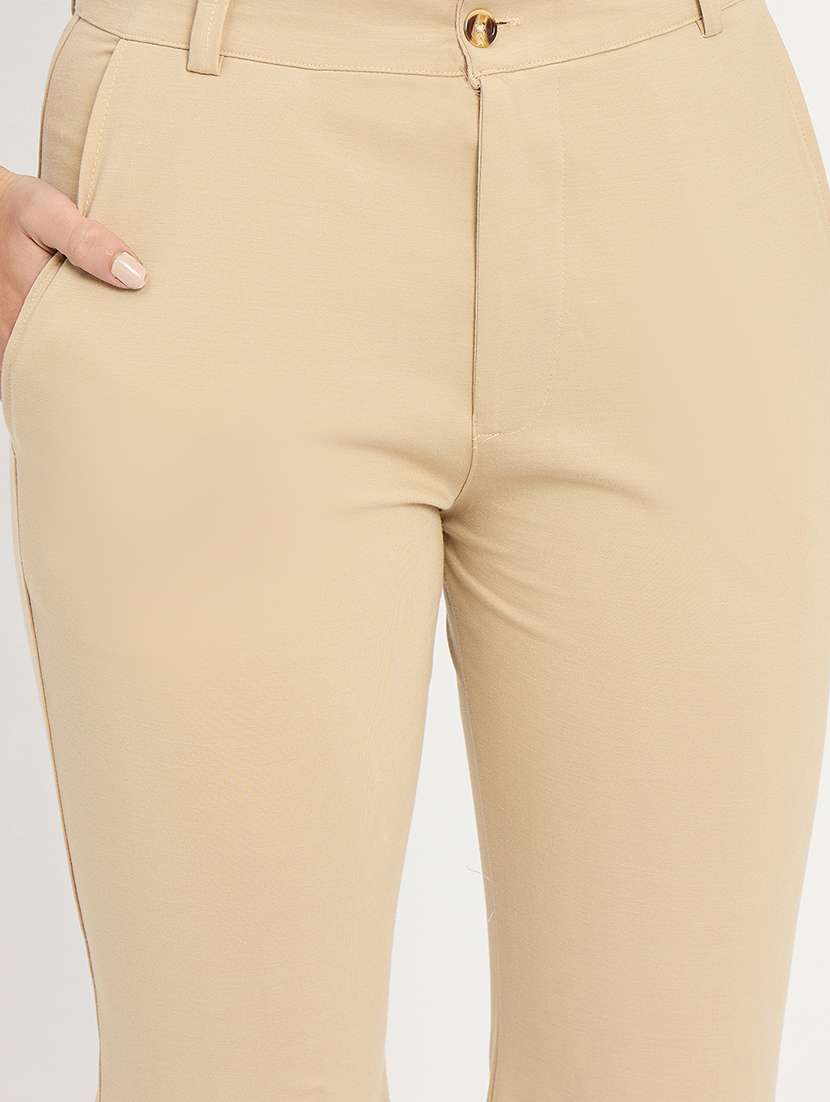 women solid mid rise bootcut trouser - 22093344 -  Standard Image - 5
