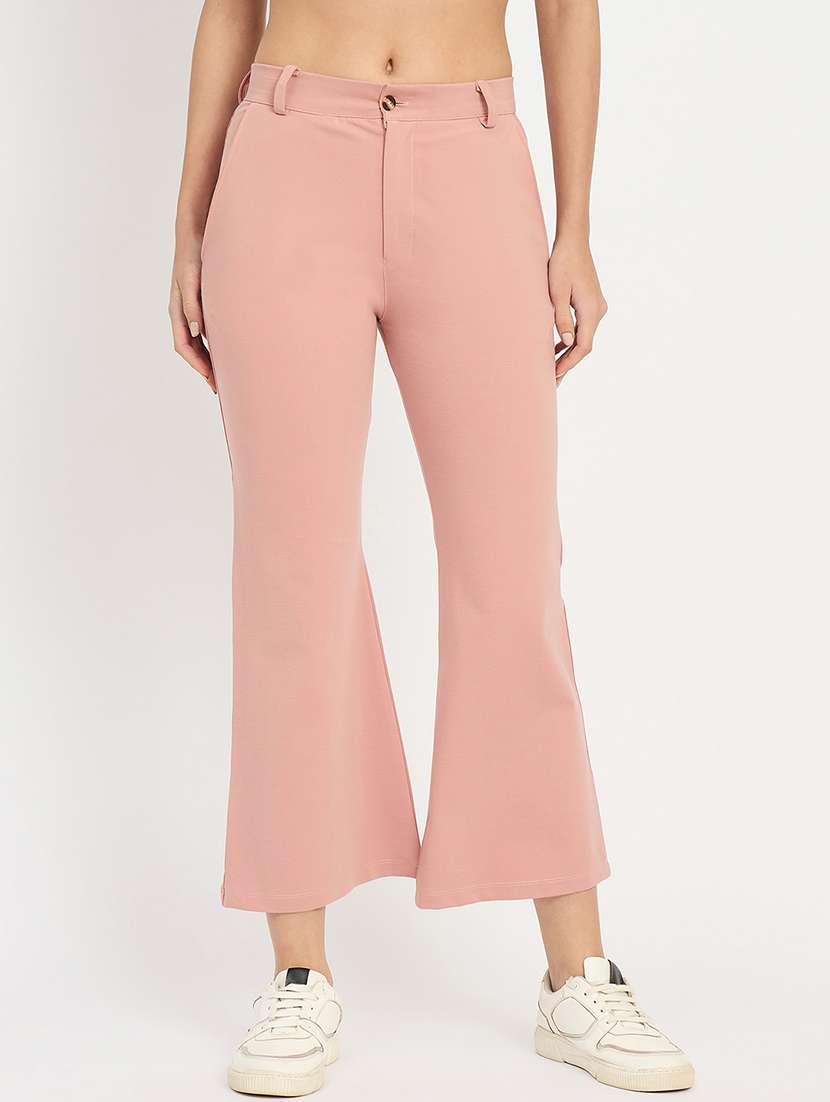 women solid mid rise bootcut trouser - 22093345 -  Zoom Image - 0