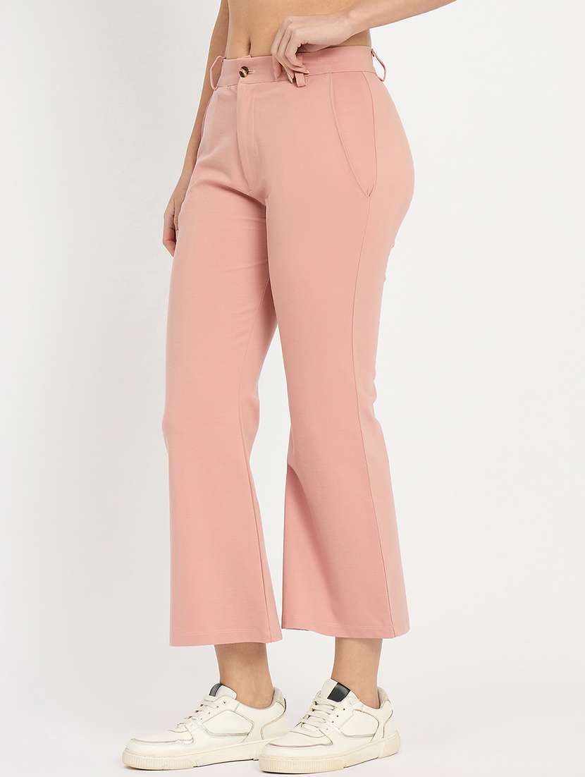 women solid mid rise bootcut trouser - 22093345 -  Standard Image - 3