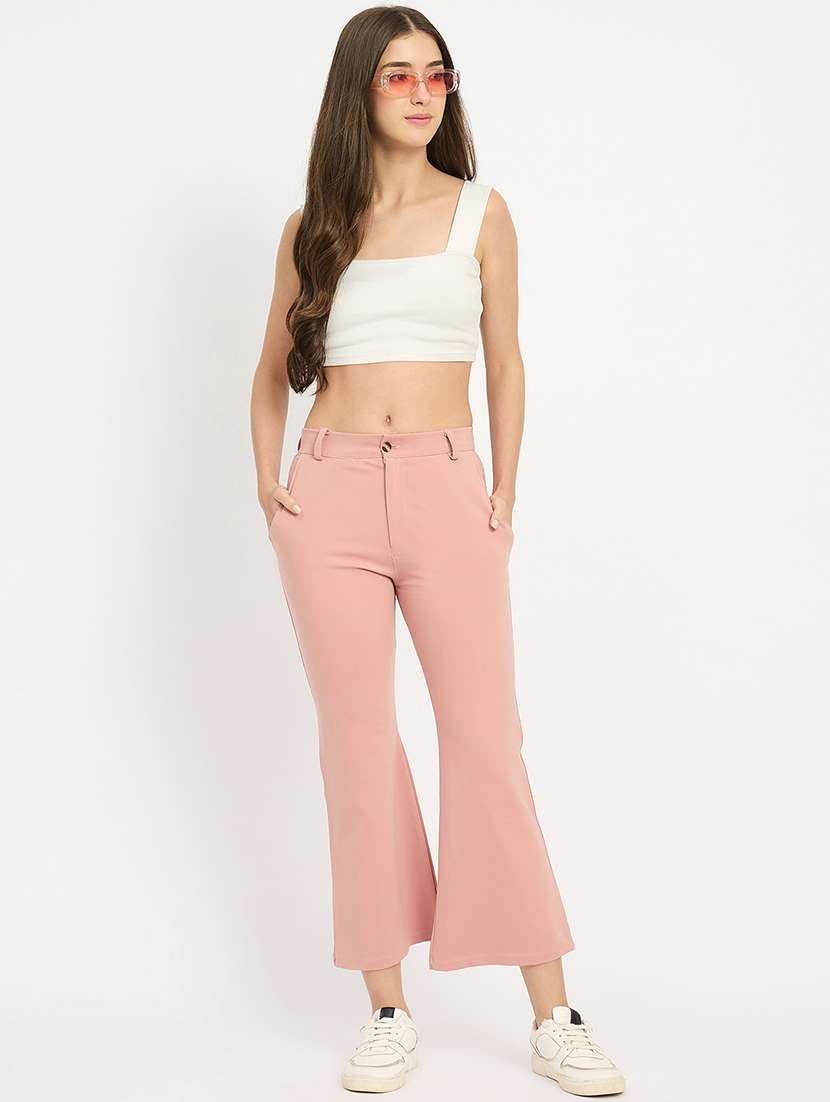 women solid mid rise bootcut trouser - 22093345 -  Standard Image - 5